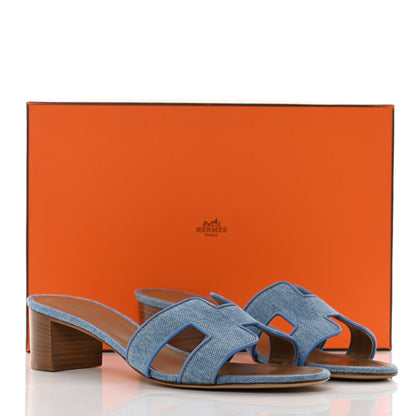 Hermes Denim Oasis Sandals 39.5 Bleu Clair 8 of 8