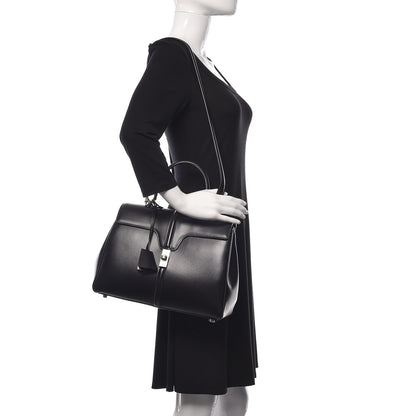 Celine Satinated Calfskin Medium 16 Top Handle Bag Black 2 of 10