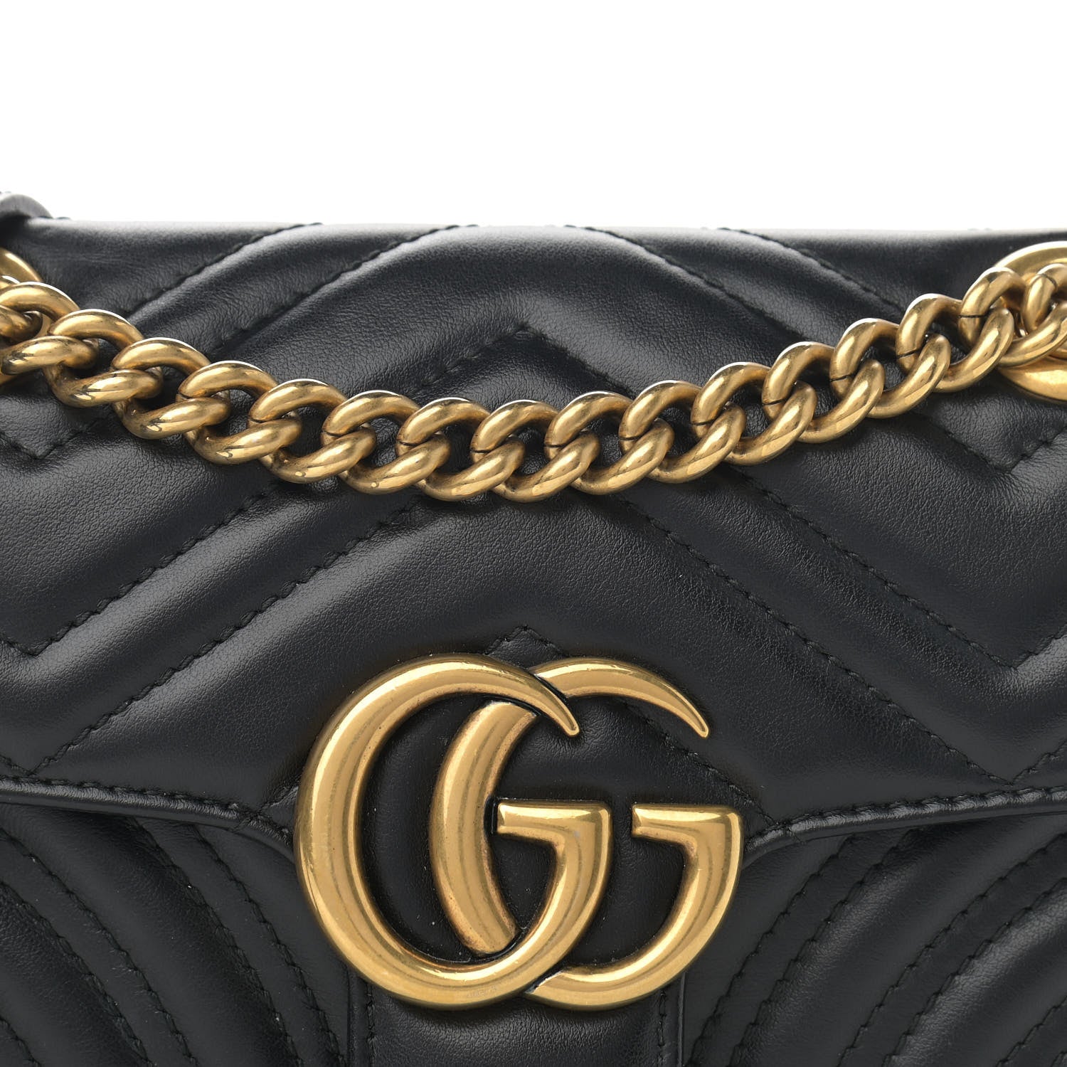 Gucci Calfskin Matelasse Mini GG Marmont Shoulder Bag Black 8 of 11