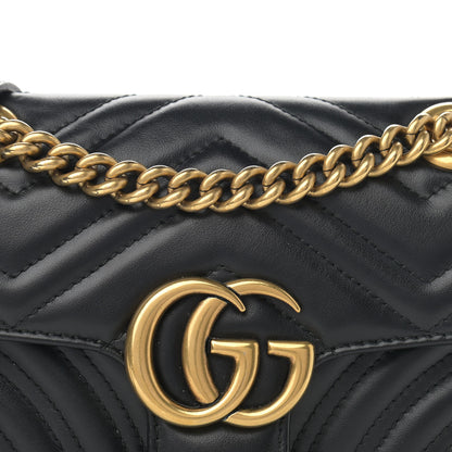 Gucci Calfskin Matelasse Mini GG Marmont Shoulder Bag Black 8 of 11