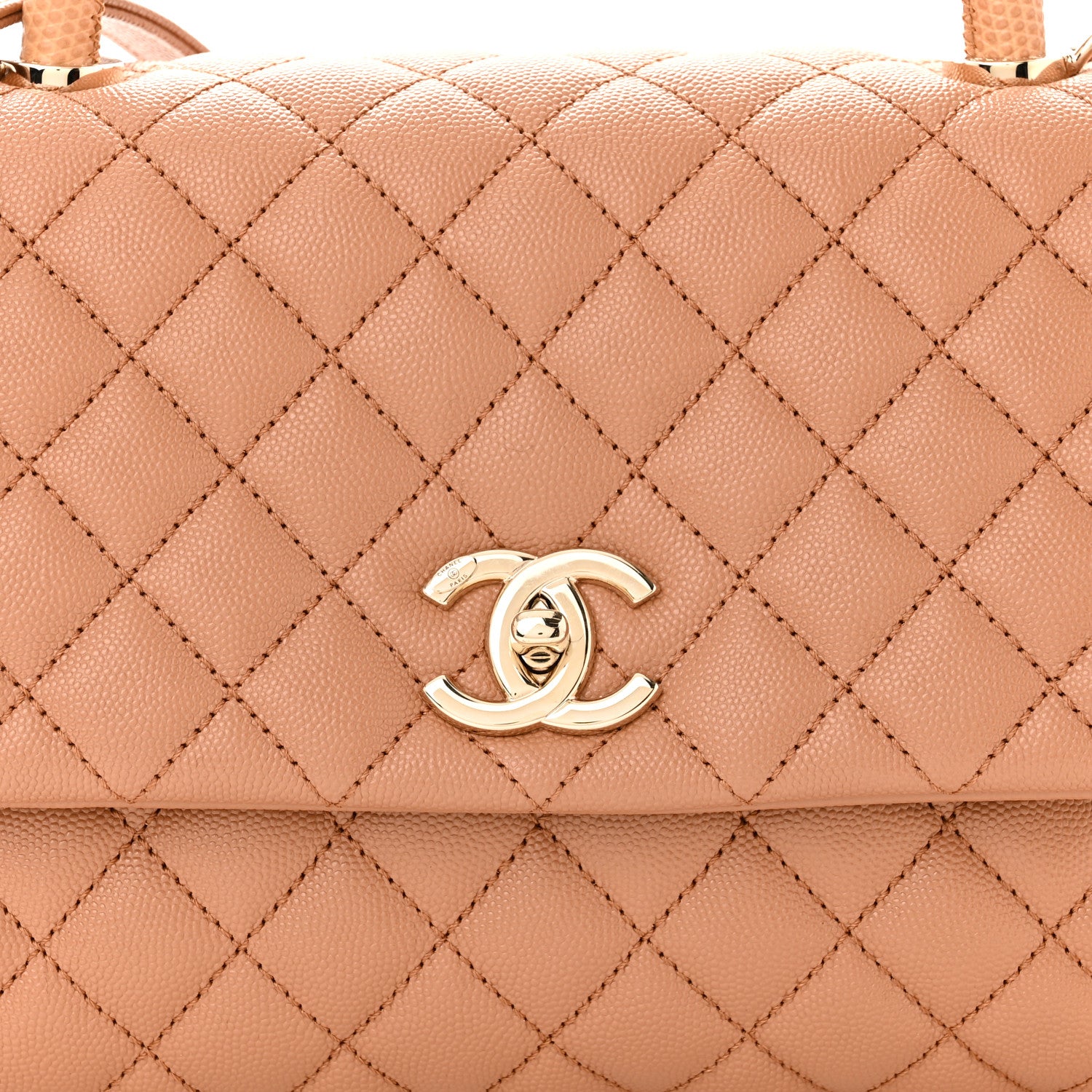 Chanel Caviar Quilted Lizard Embossed Small Coco Handle Flap Brown 8 of 10