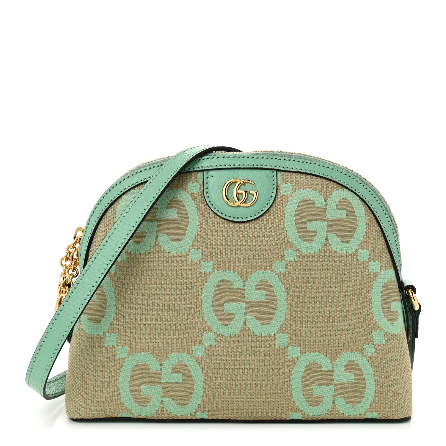 Gucci Monogram Jumbo GG Textured Dollar Calfskin Small Ophidia Dome Shoulder Bag Beige Pepperlight Mint 1 of 11