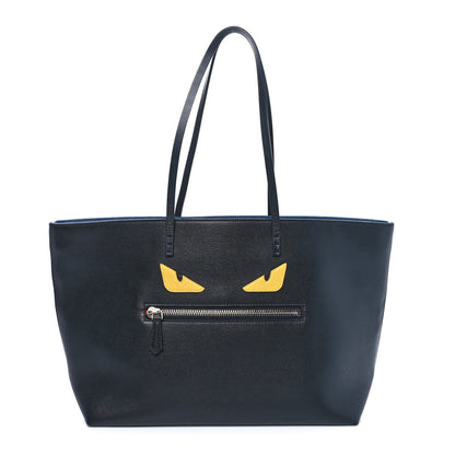 Fendi Vitello Elite Cuoio Monster Buggies Medium Roll Tote Black Multicolor Blue Cobalto 1 of 9