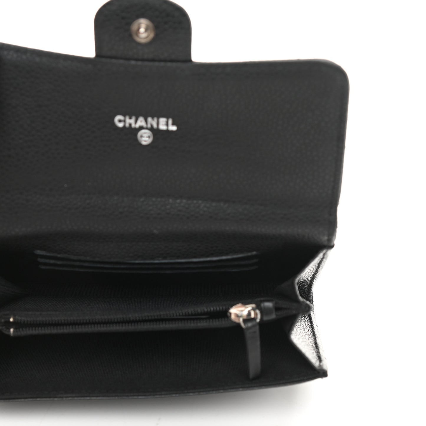 Caviar Quilted Small Flap Wallet Black