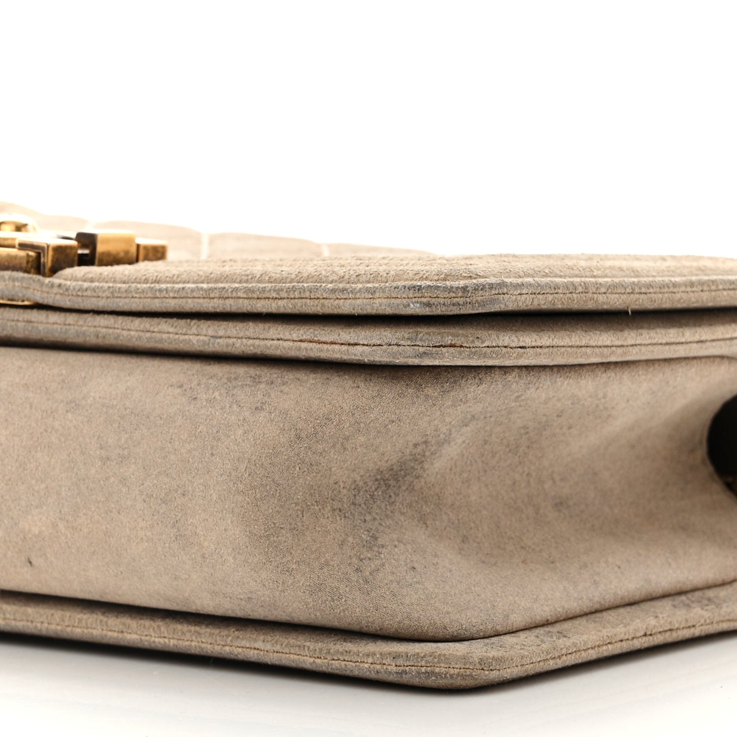 Iridescent Calfskin Quilted Medium Boy Flap Beige