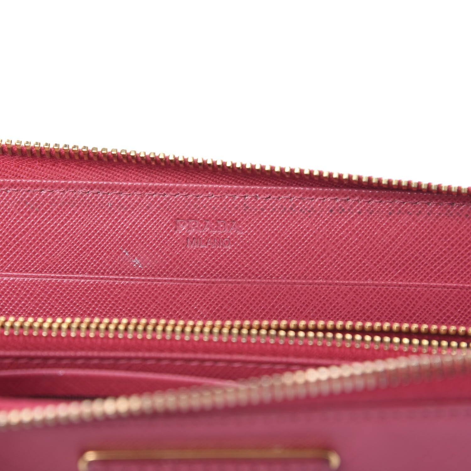 Prada Saffiano Triangle Zip Around Wallet Peonia 5 of 13