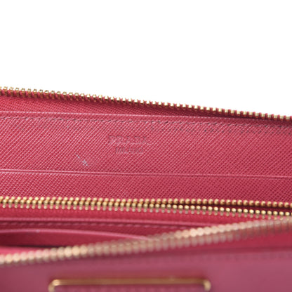 Prada Saffiano Triangle Zip Around Wallet Peonia 5 of 13