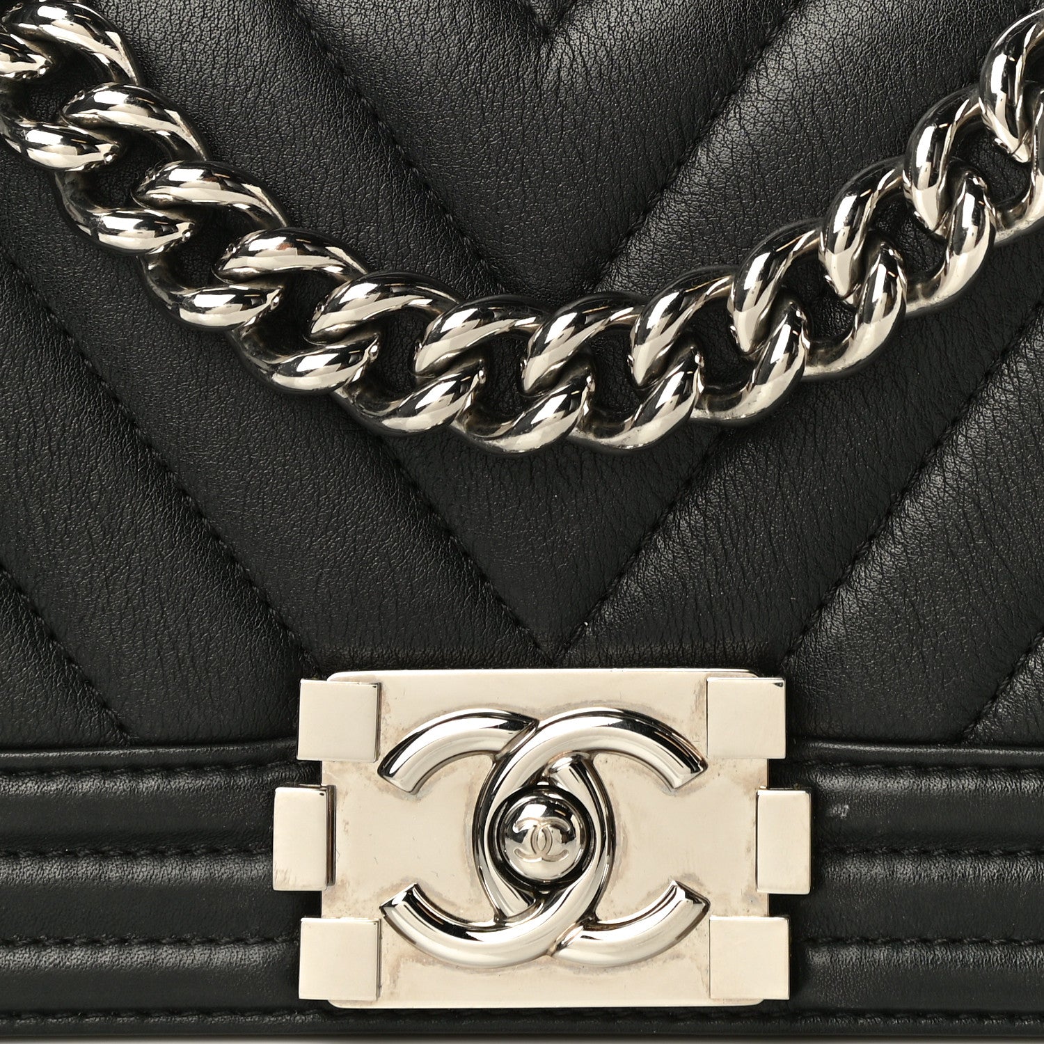 Chanel Calfskin Chevron Quilted Small Boy Flap Black 8 of 14