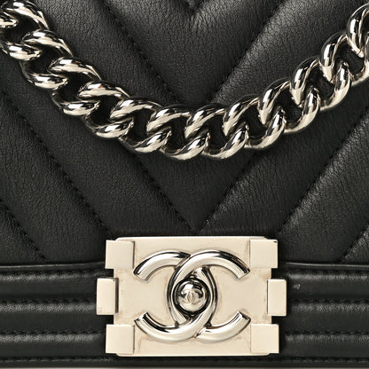 Chanel Calfskin Chevron Quilted Small Boy Flap Black 8 of 14