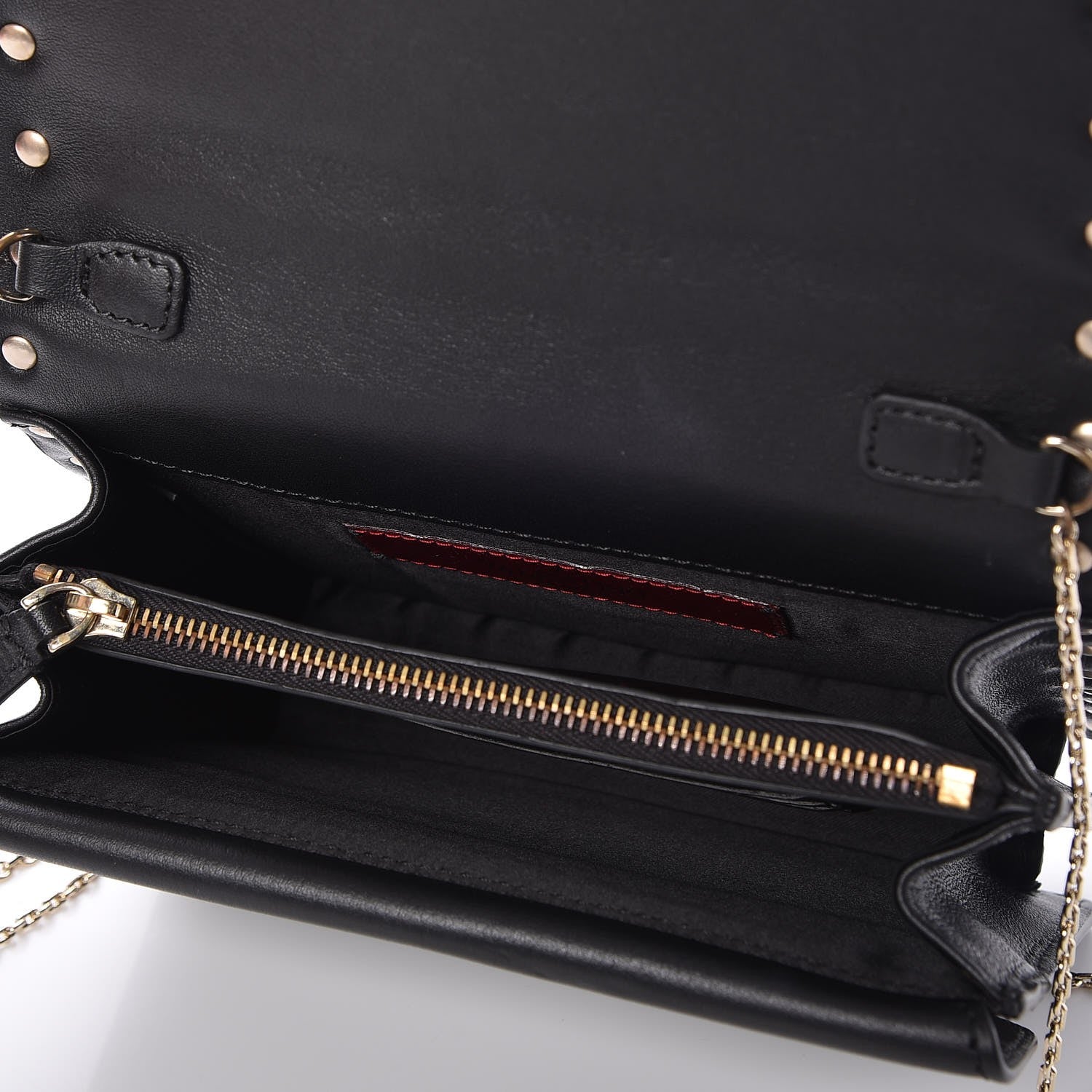 Valentino Garavani Calfskin Rockstud Wallet on Chain Black 5 of 7