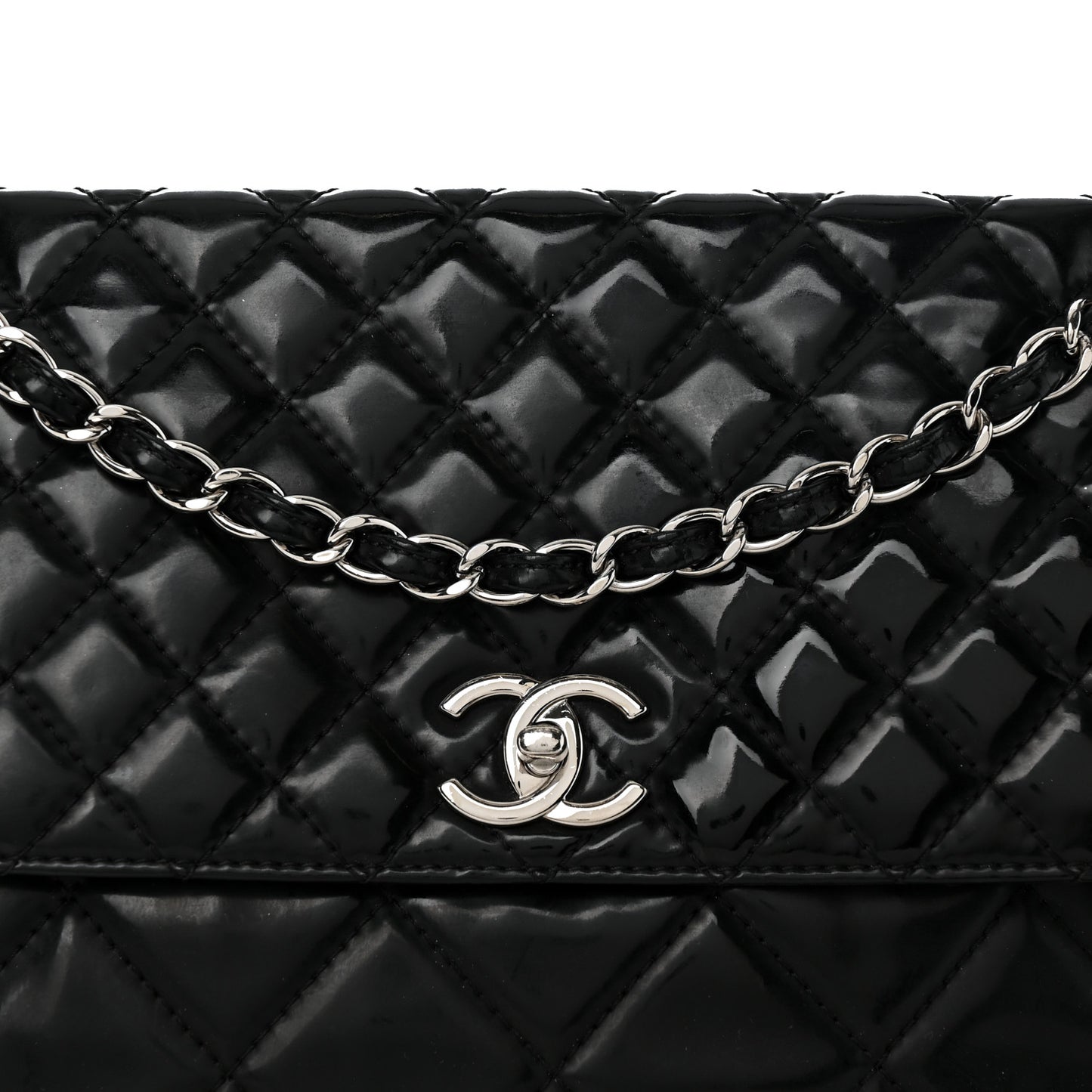 Vinyl Quilted In the Business Flap Bag Black