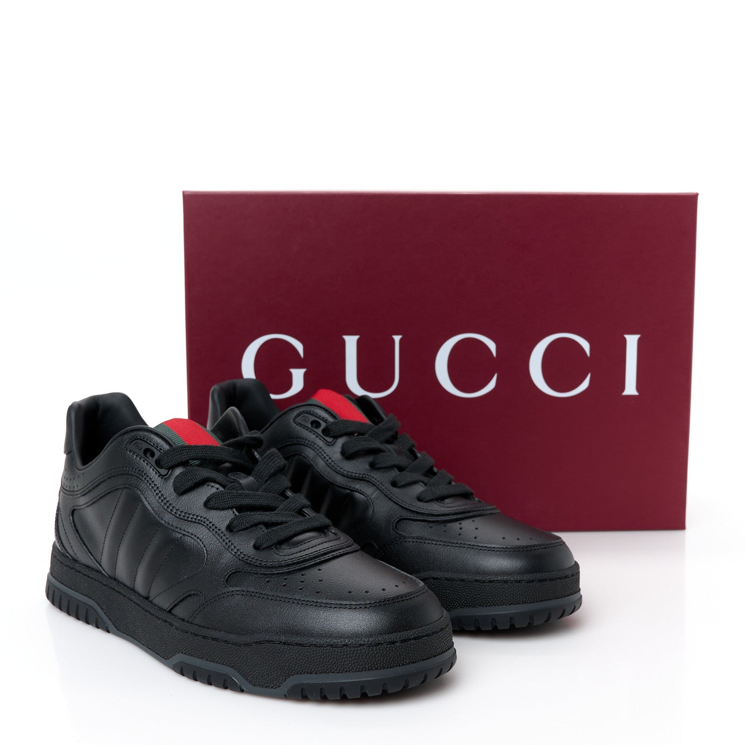 Gucci Sparrow Calfskin Mens Re-Web Sneakers 8.5 Black 10 of 10