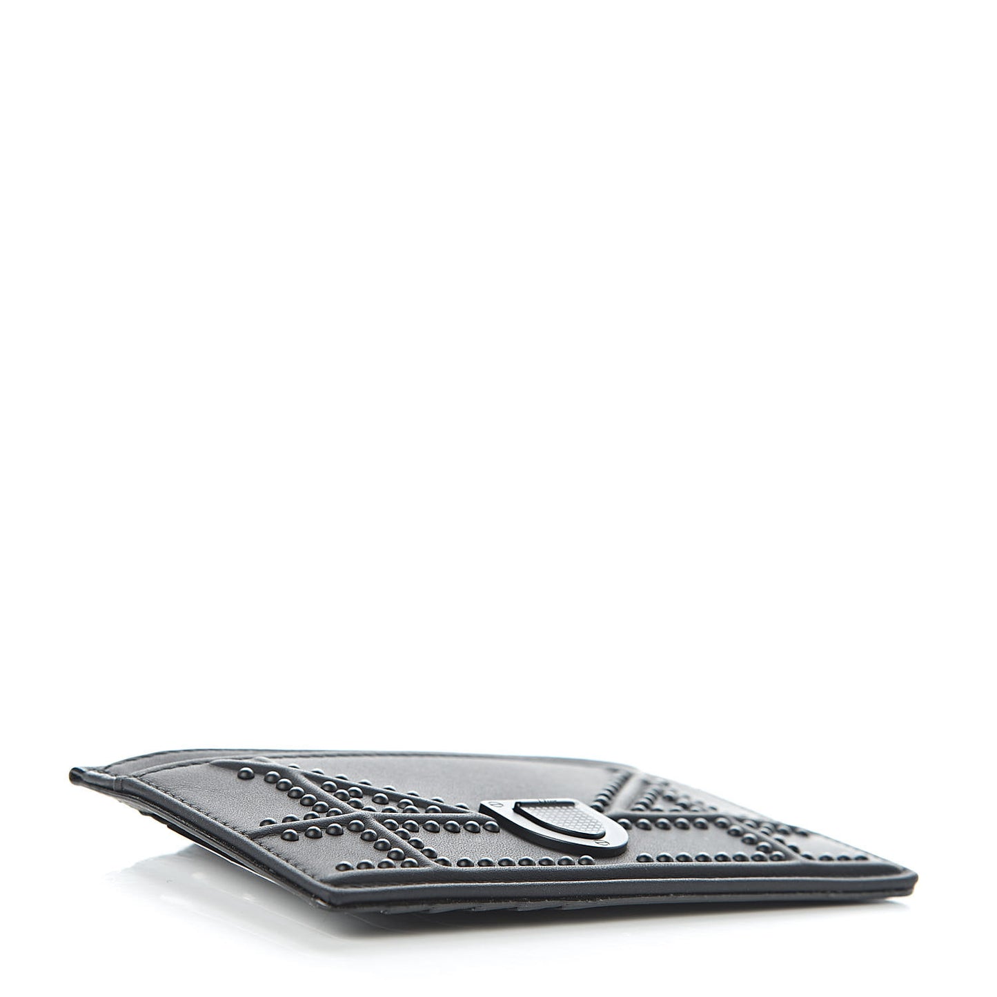 Ultra Matte Calfskin Studded Diorama Card Holder Black