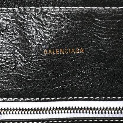 Balenciaga Agneau Arena Striped Patchwork Large Barbes East West Shopper Black White 5 of 5