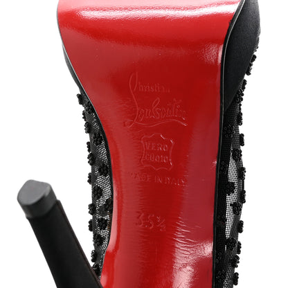 Christian Louboutin Satin Mesh Beaded Pumps 35.5 Black 7 of 8