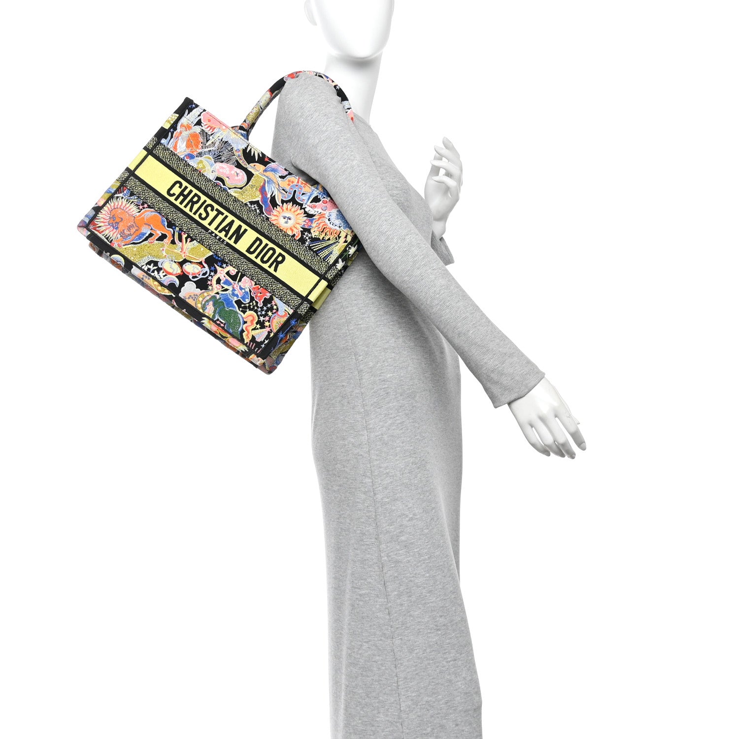 Christian Dior Canvas Zodiac Fantastico Embroidered Medium Book Tote Black Multicolor 2 of 13