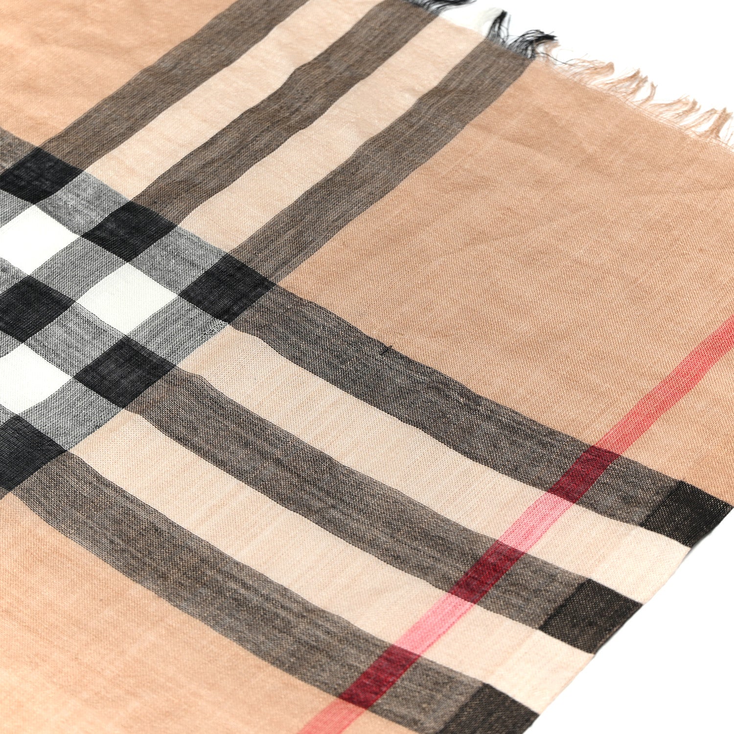 Burberry Wool Silk Gauze Giant Check Lightweight Scarf Camel 10 of 10