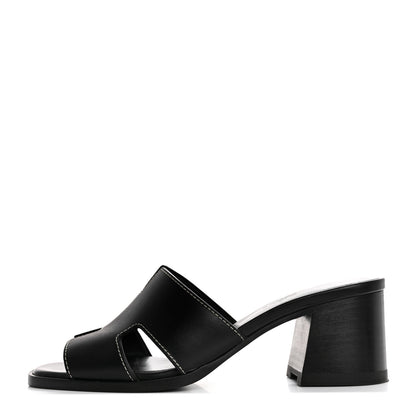 Hermes Calfskin Helia Sandals 36 Black 1 of 12
