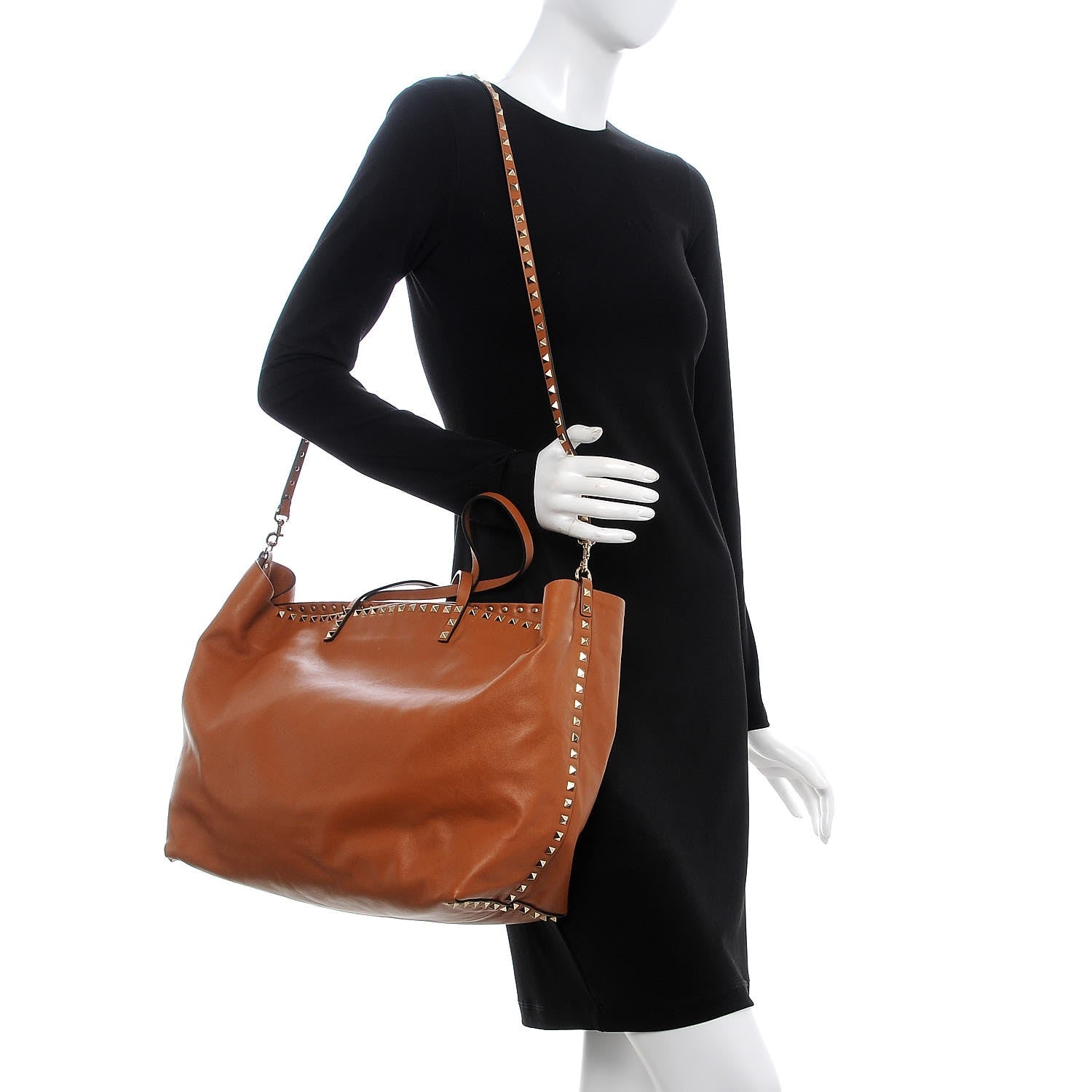 Valentino Garavani Vitello Large Rockstud Crossbody Tote Light Cuir 3 of 13