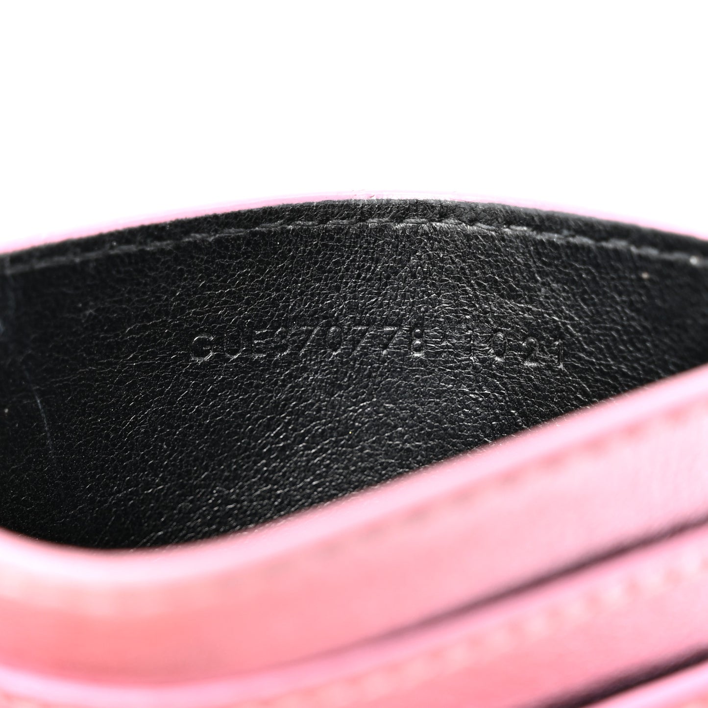 Metallic Calfskin Monogram Credit Card Case Pink