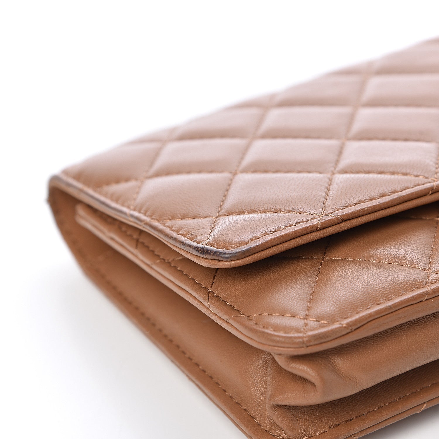 Chanel Lambskin Quilted Wallet on Chain WOC Dark Beige 10 of 23