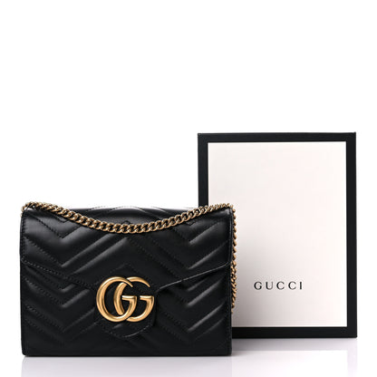 Gucci Calfskin Matelasse GG Marmont Chain Wallet Black 18 of 18