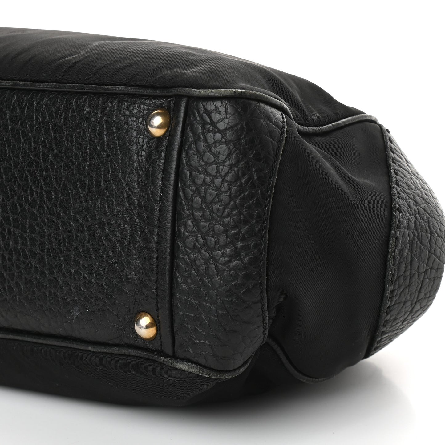 Tessuto Nylon Calfskin Shoulder Bag Black