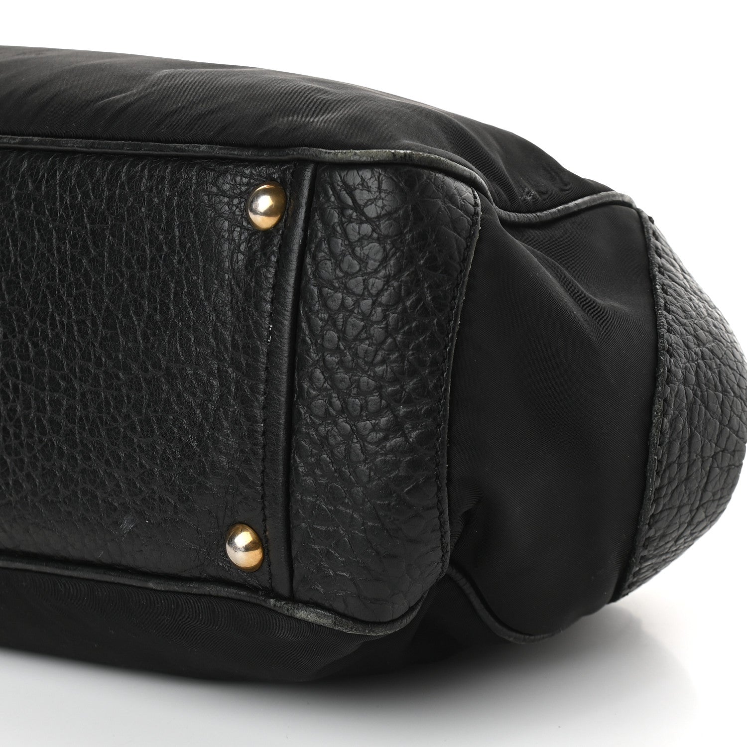 Prada Tessuto Nylon Calfskin Shoulder Bag Black 7 of 7
