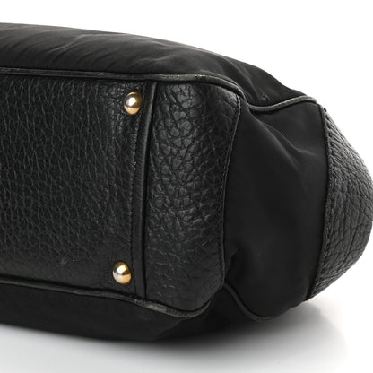 Prada Tessuto Nylon Calfskin Shoulder Bag Black 7 of 7