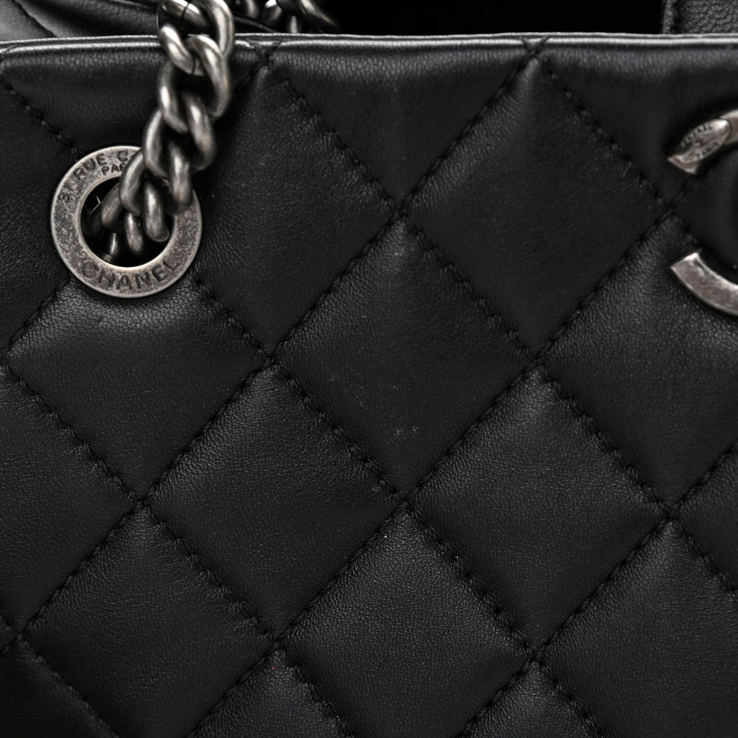 Lambskin Quilted Accordion Tote Black