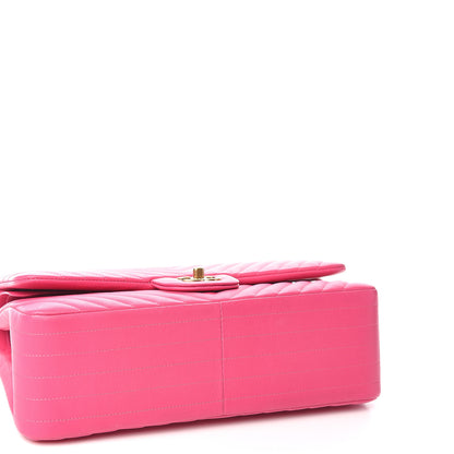 Chanel Lambskin Chevron Quilted Jumbo Double Flap Pink 4 of 14
