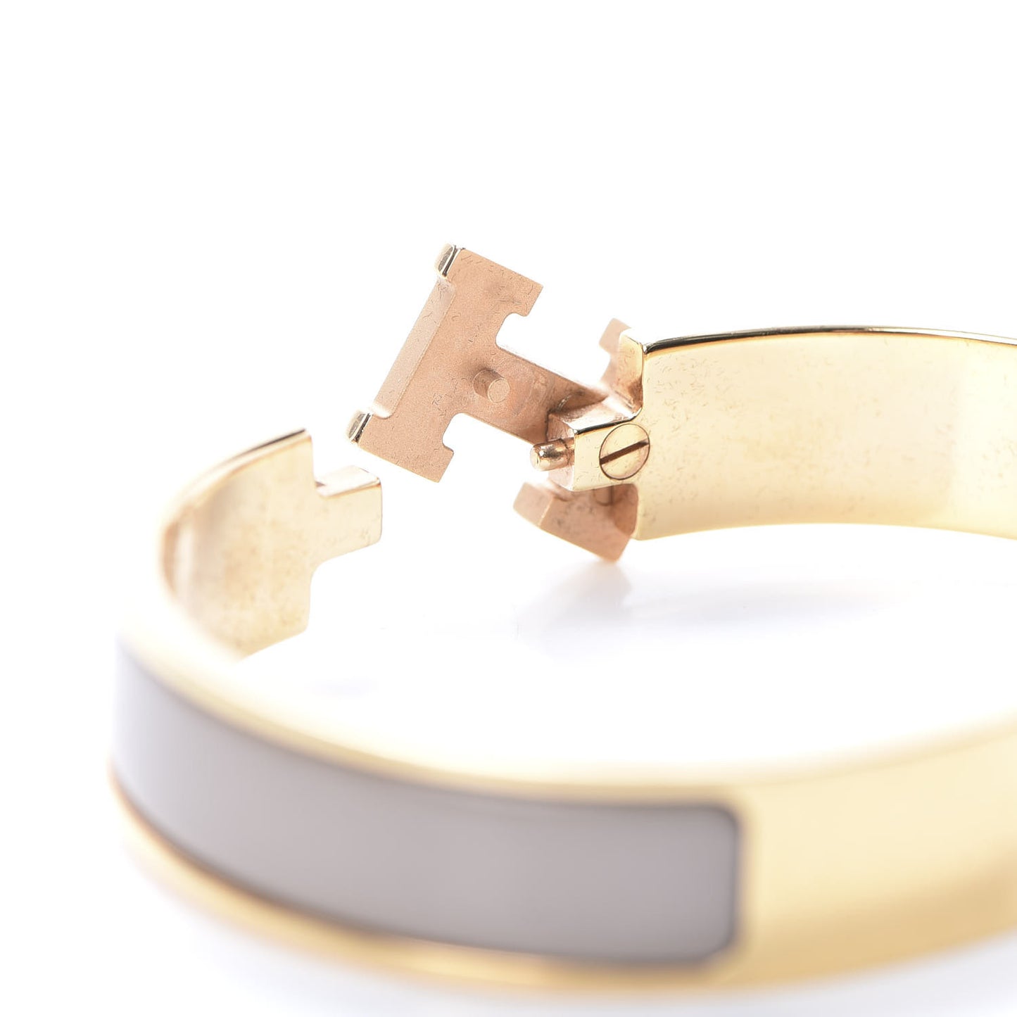 Enamel Narrow Clic Clac H Bracelet PM Marron Glace