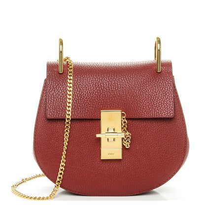 Chloe Grained Lambskin Mini Drew Shoulder Bag Sienna Red 1 of 6