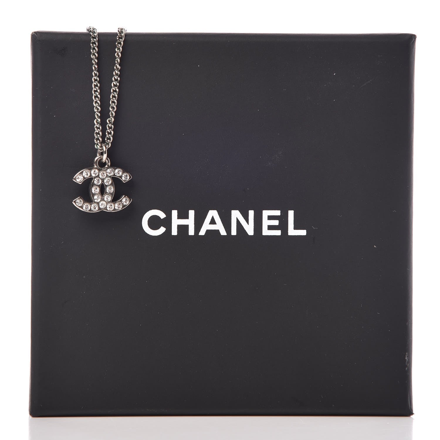 Chanel Crystal CC Necklace Silver 7 of 7