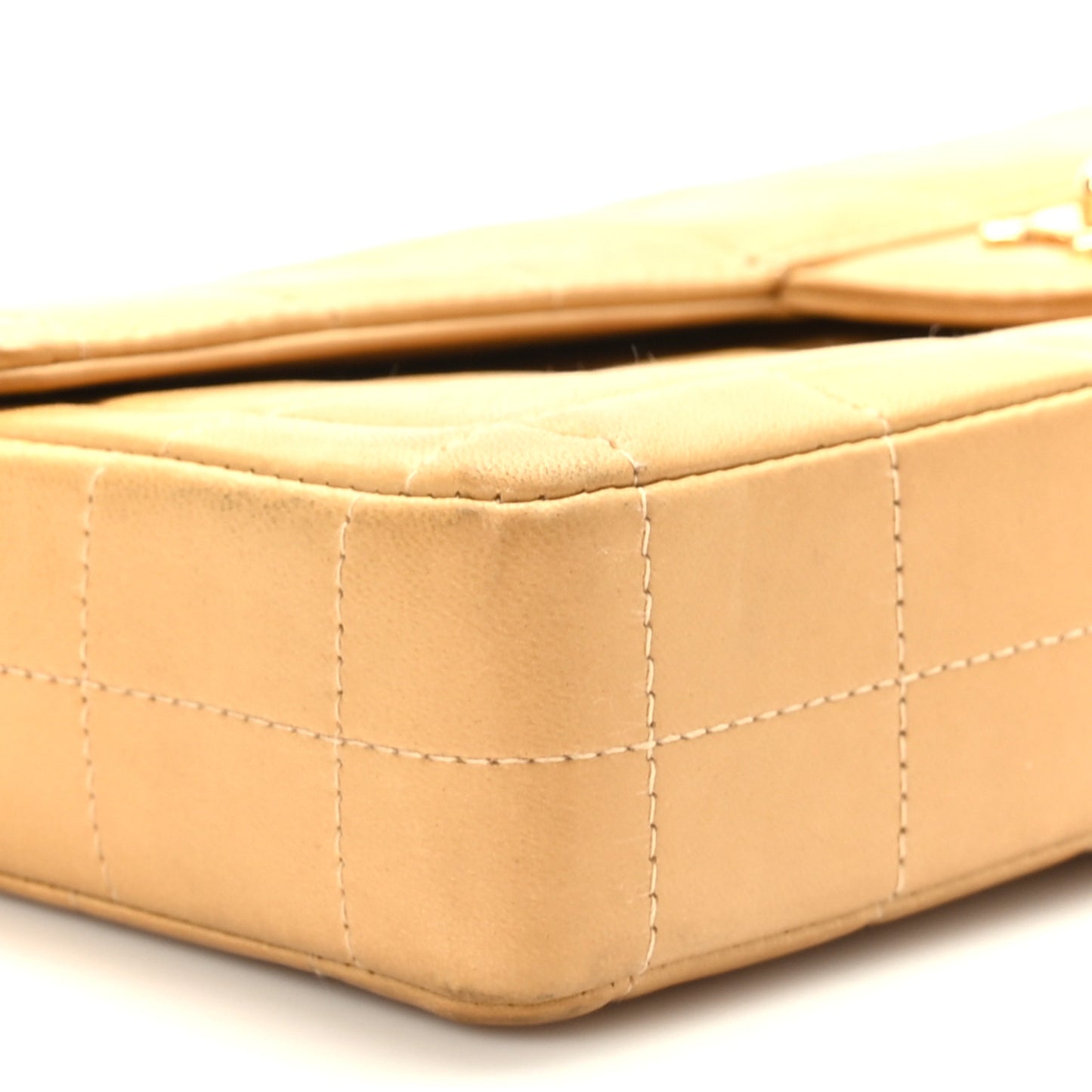 Lambskin East West Chocolate Bar Flap Beige