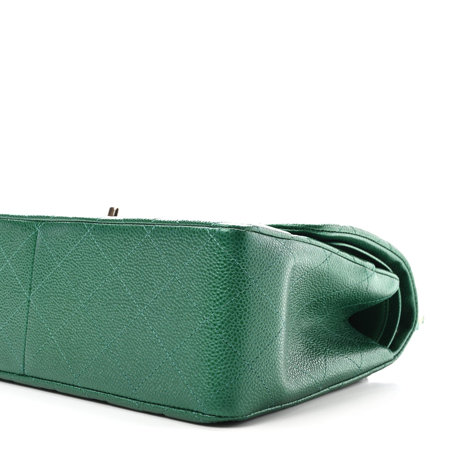 Chanel Metallic Caviar Quilted Jumbo Double Flap Green 8 of 10