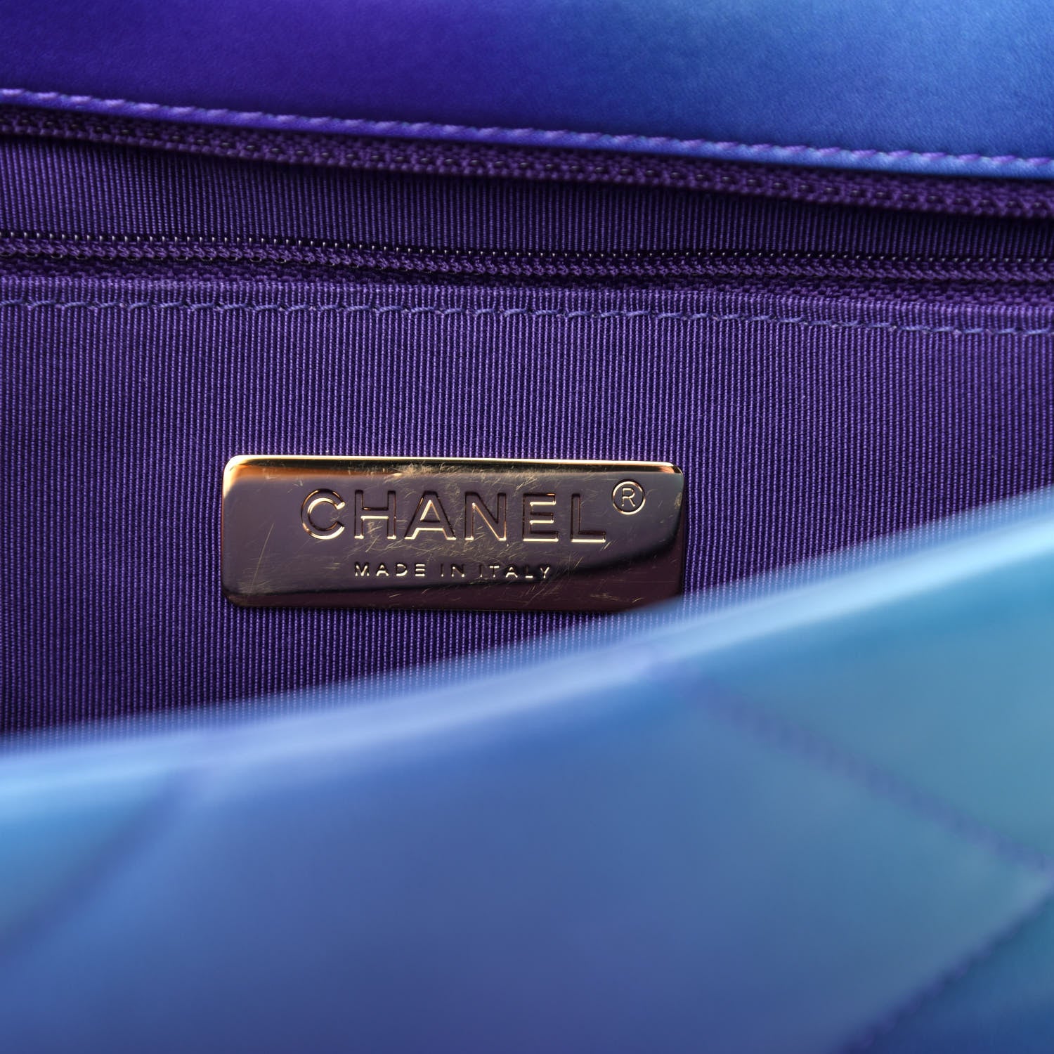 Chanel Tie Dye Calfskin Quilted Medium Chanel 19 Flap Blue Purple 6 of 10