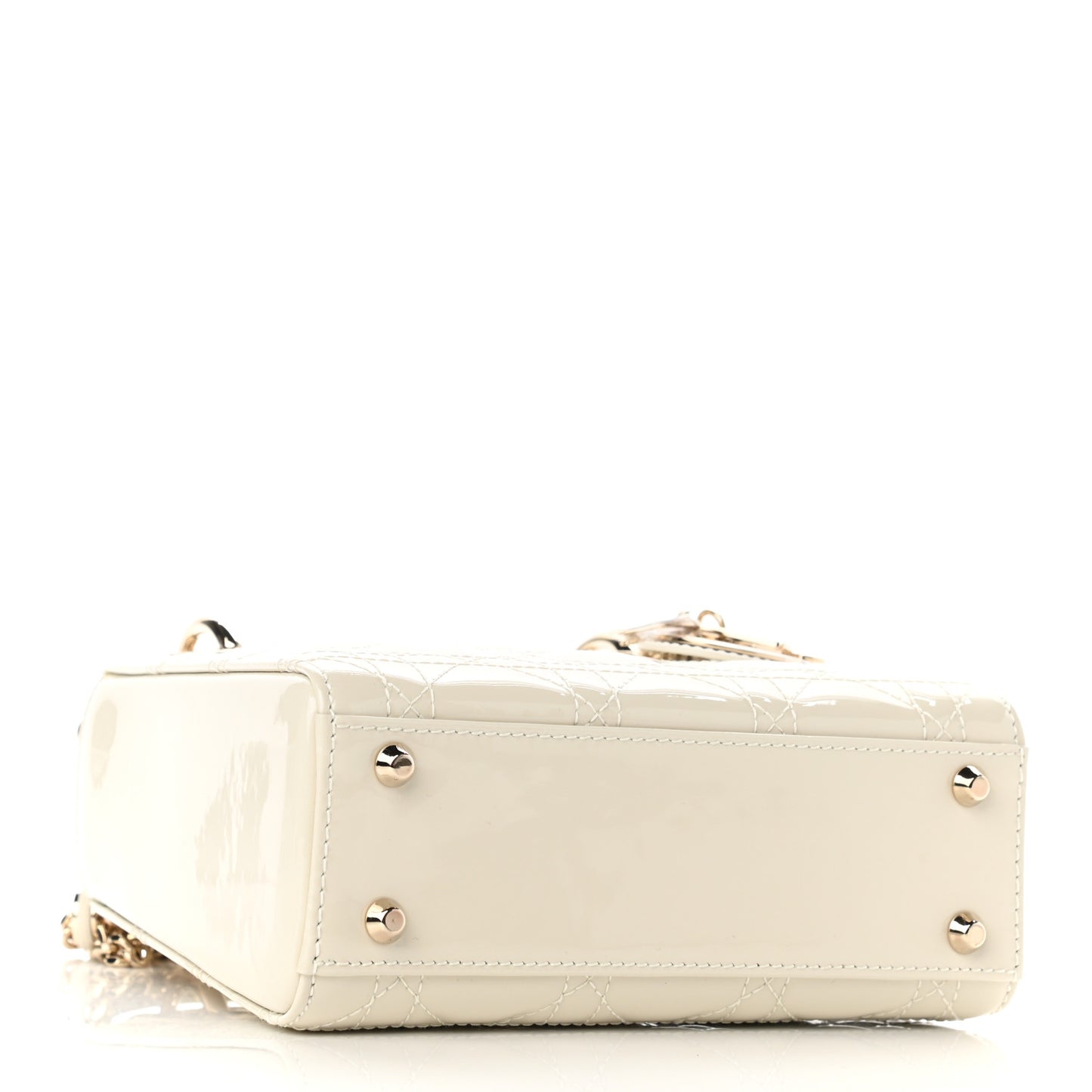 Patent Cannage Mini Lady Dior Ivory