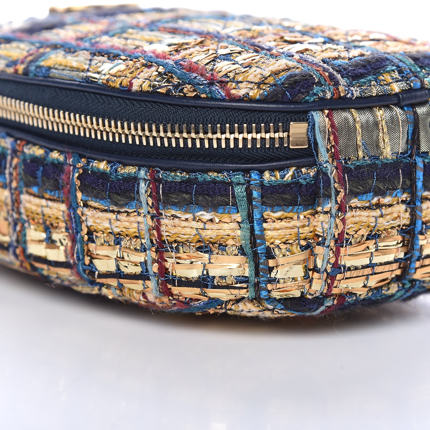 Chanel Tweed Camera Case Gold Blue Light Green Black 8 of 9