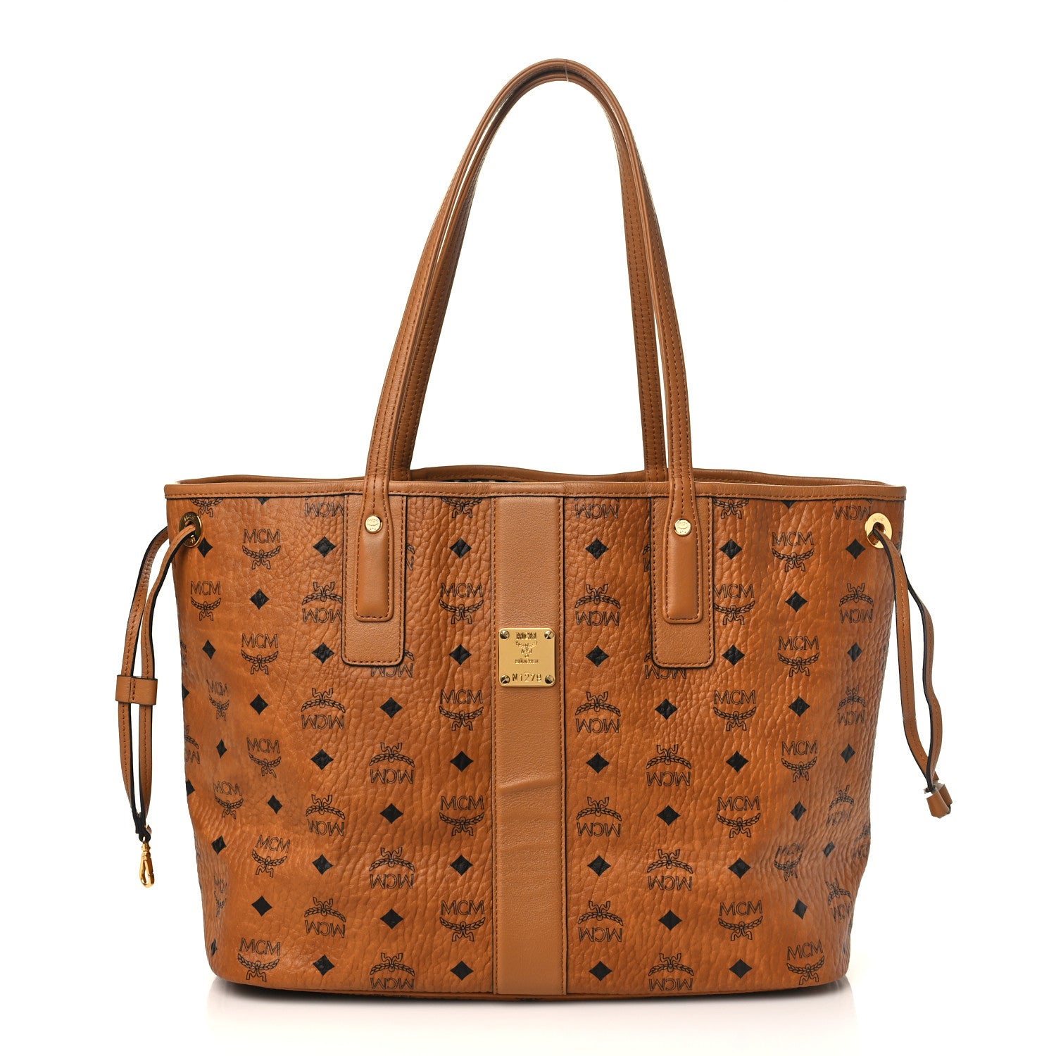 MCM Visetos Medium Liz Reversible Shopper Tote Cognac 1 of 13