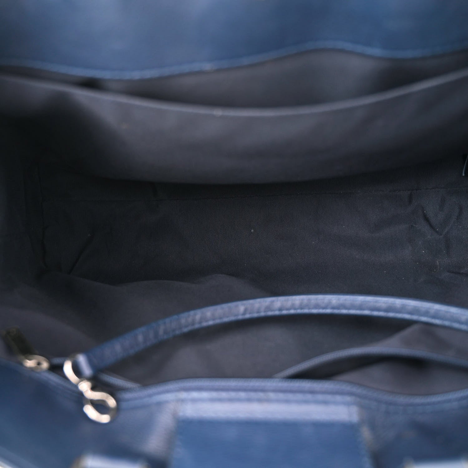 Chanel Bullskin Stitched Large Bi-Color Shopping Tote Black Blue 5 of 11