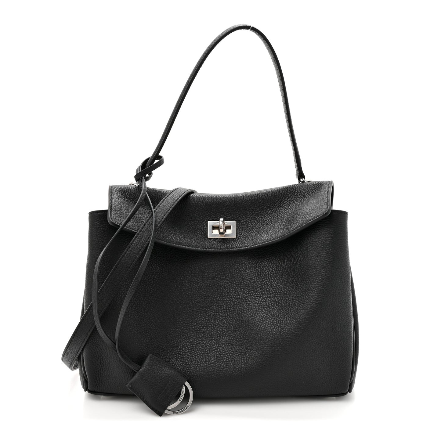 Grained Calfskin Small Rodeo Top Handle Handbag Black