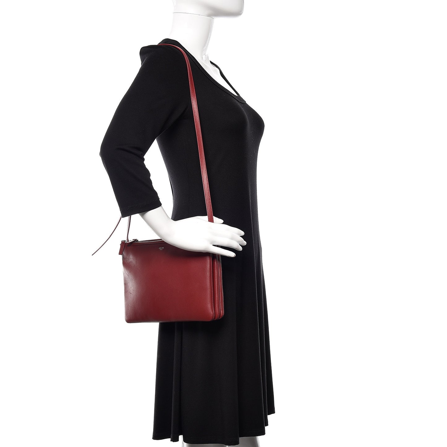Lambskin Large Trio Crossbody Bag Burgundy
