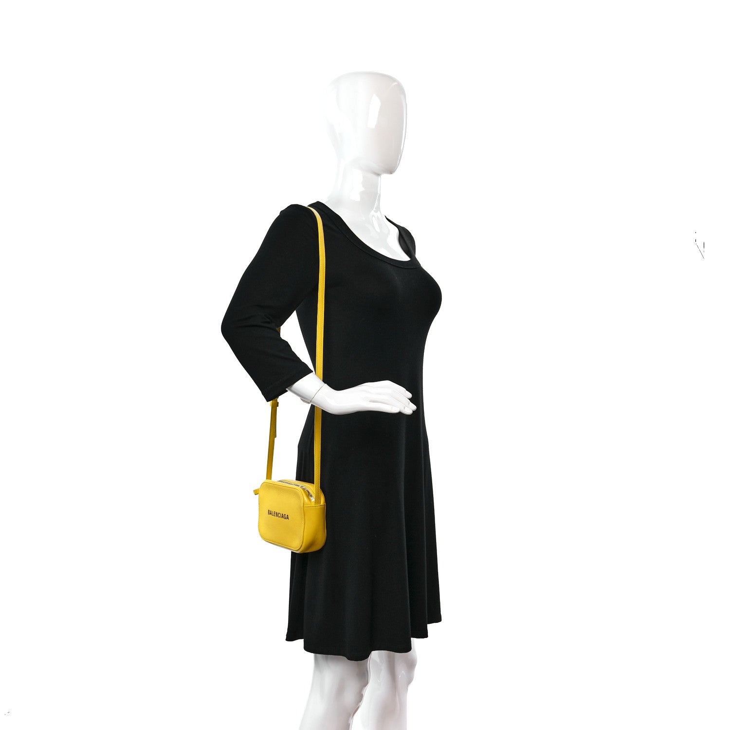 Balenciaga Smooth Calfskin Logo XS Everyday Camera Bag Jaune Soleil Black 2 of 9
