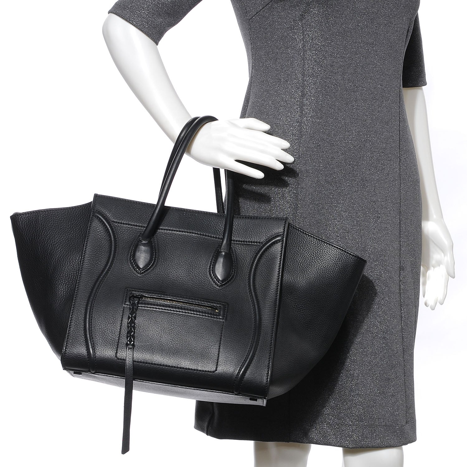 Celine Supple Calfskin Medium Phantom Luggage Black 2 of 7