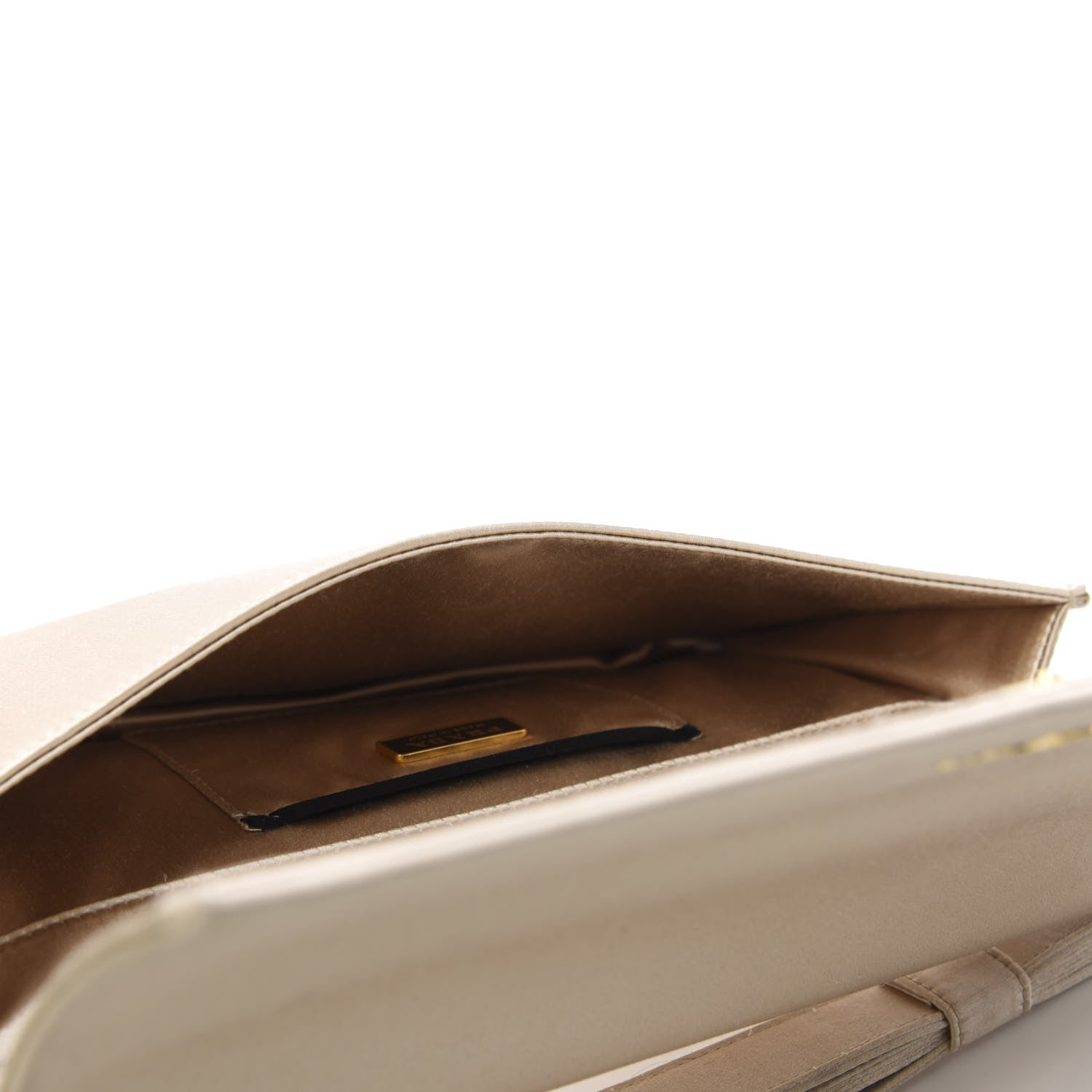 Prada Satin Flap Clutch Bag Sabbia 5 of 9