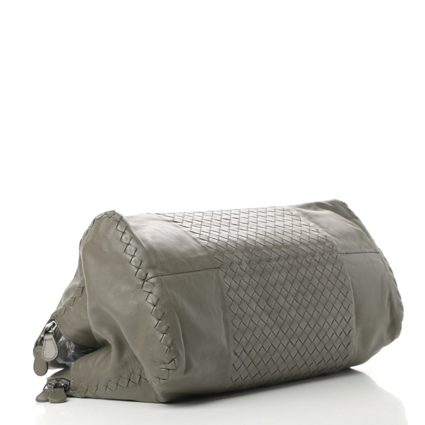 Calfskin Intrecciato Large Leggero Tote Kaki Fondente