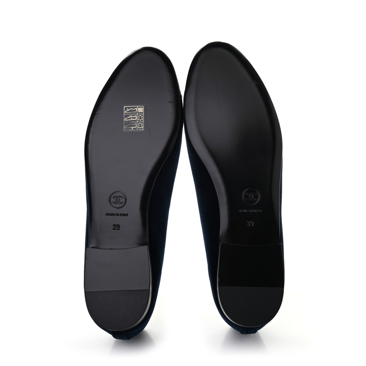 Chanel Velvet Cap Toe Ballerina Flats 39 Navy 5 of 7