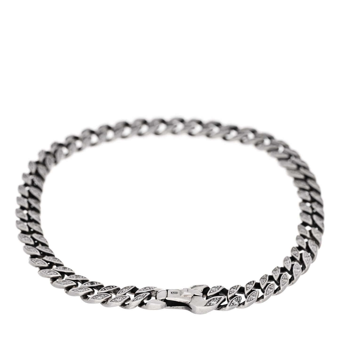 Sterling Silver Diamond 6mm Curb Chain Bracelet