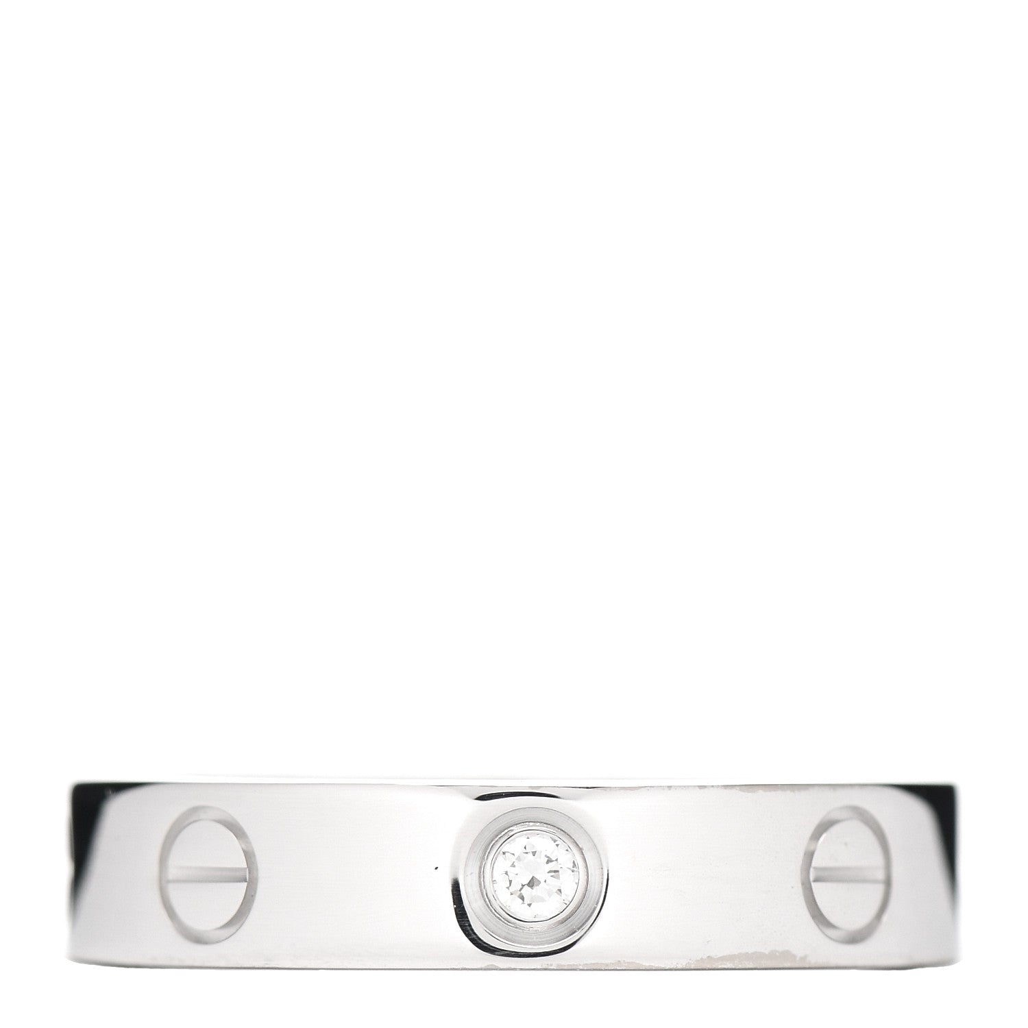Cartier 18K White Gold Diamond 4mm LOVE Wedding Band Ring 51 5.5 1 of 5